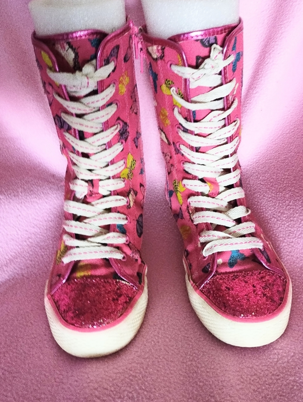 Place  High-Top Buterflies Glitter Kids Sneakers, Size 4